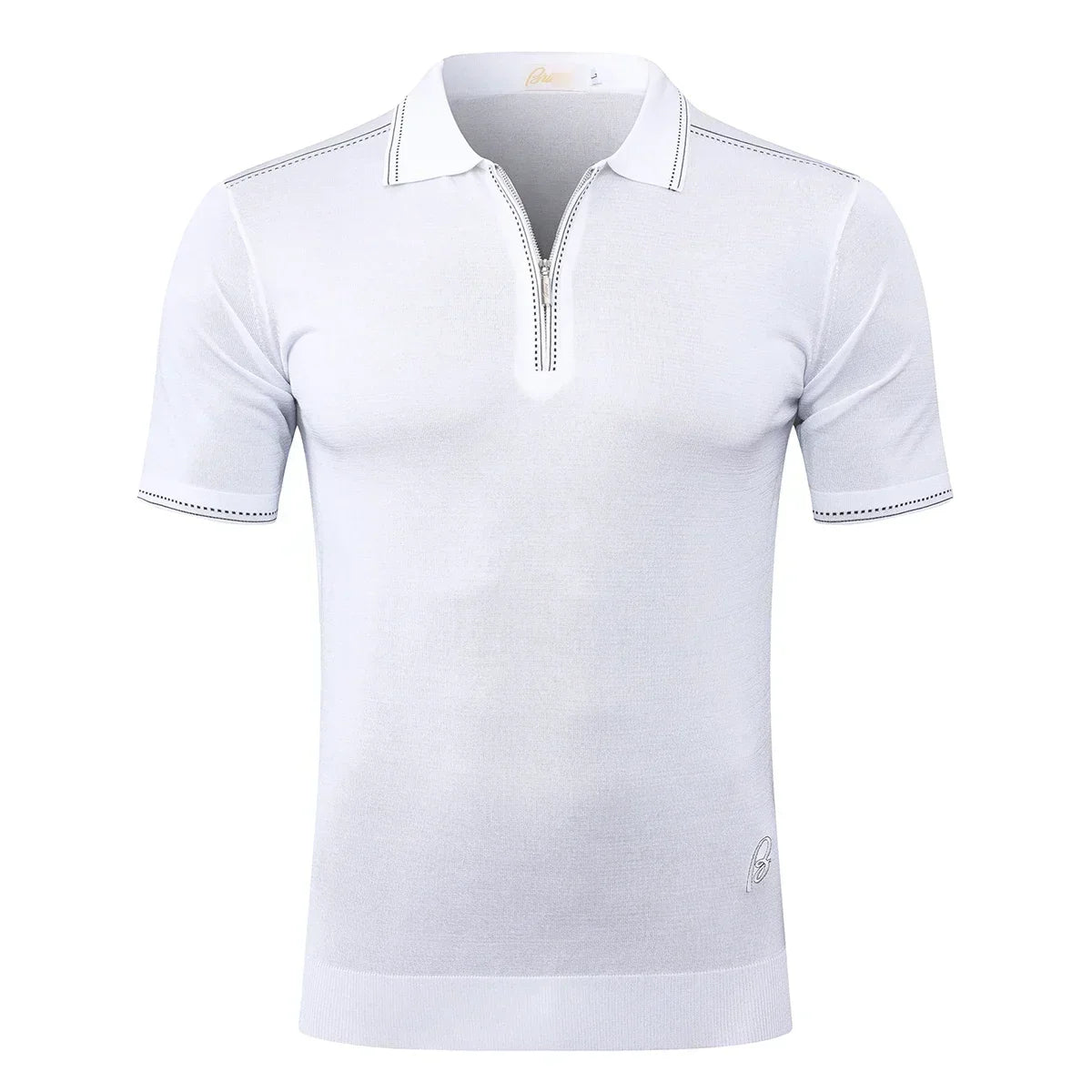 Polo Homme Soie & Bambou Brodé Manches Courtes Zip Casual Été Grandes Tailles M-5XL – CLEVI Paris