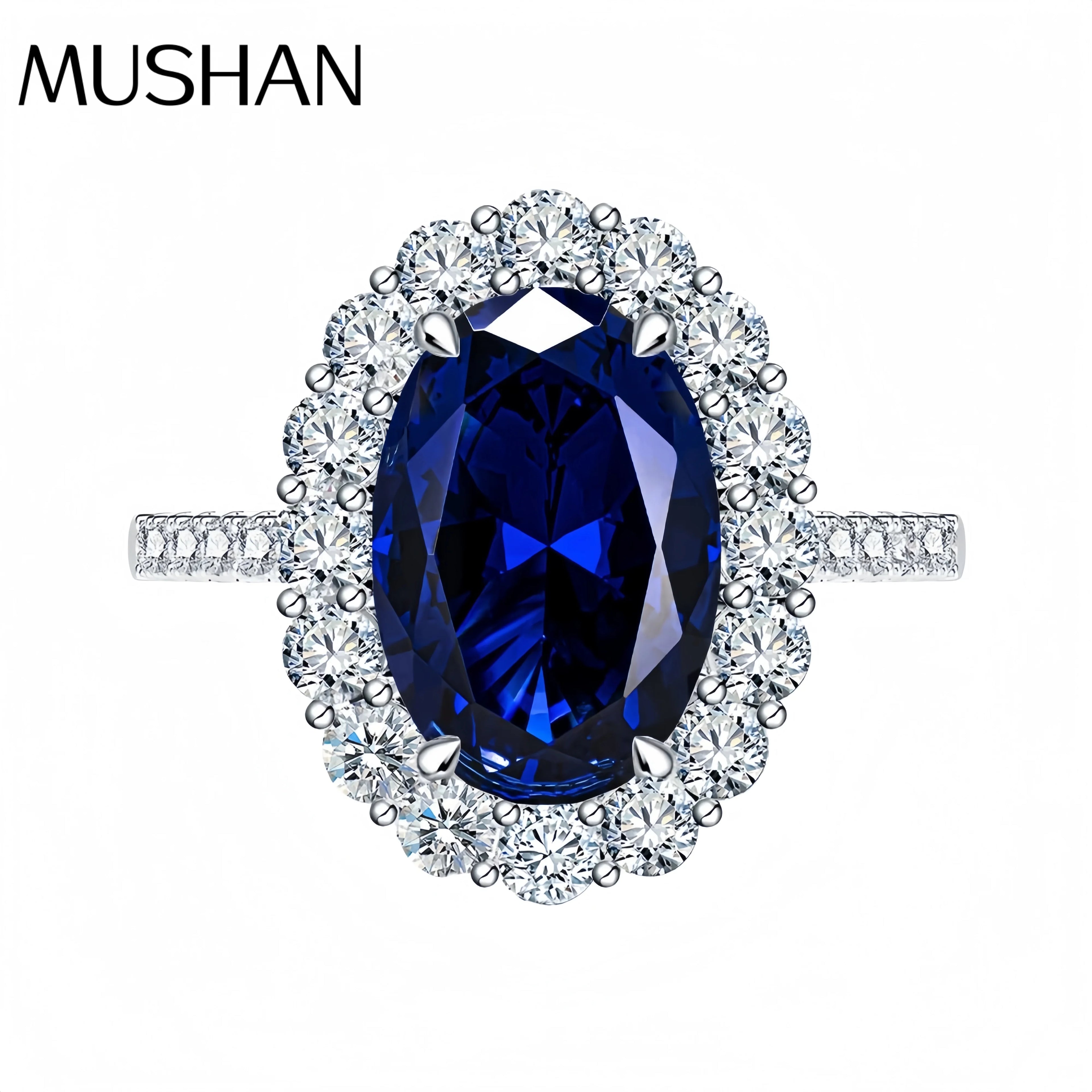 Bague Saphir Bleu HCD 4,4 Carats Ovale | Argent 925 – CLEVI Paris