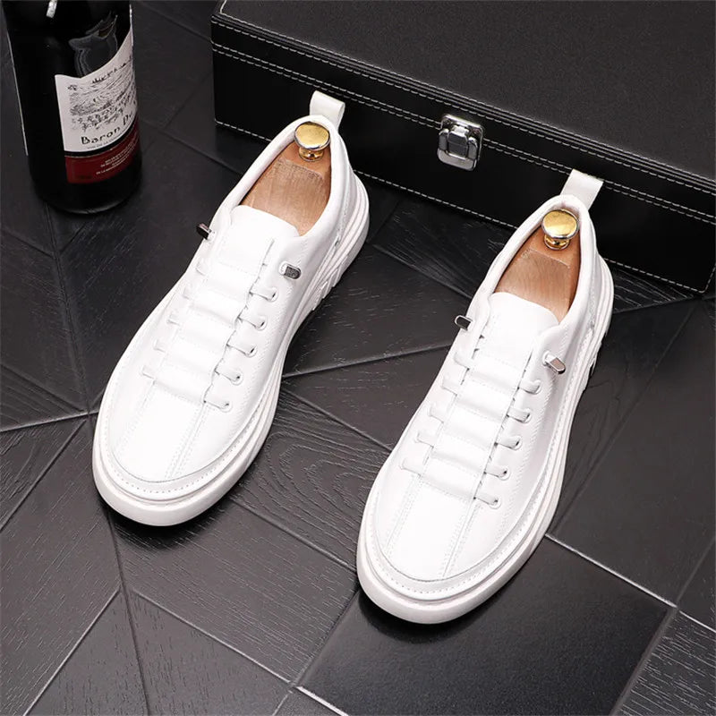 Sneakers Plateforme Homme Daim Brodé – Loafers Casual Respirants