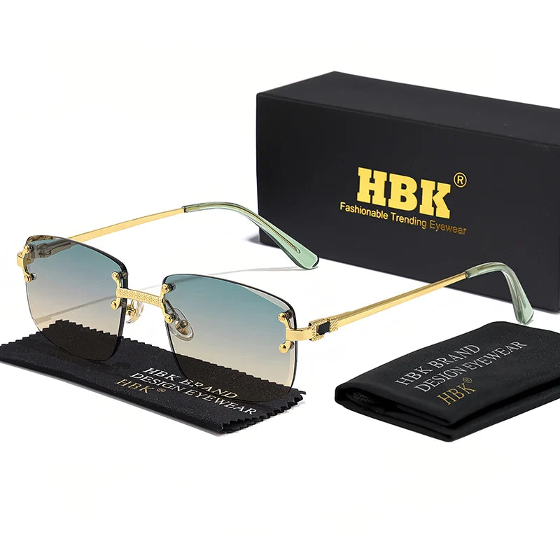Lunettes de Soleil Carrées Sans Monture Femme HBK – Verres Dégradés UV400 – CLEVI Paris