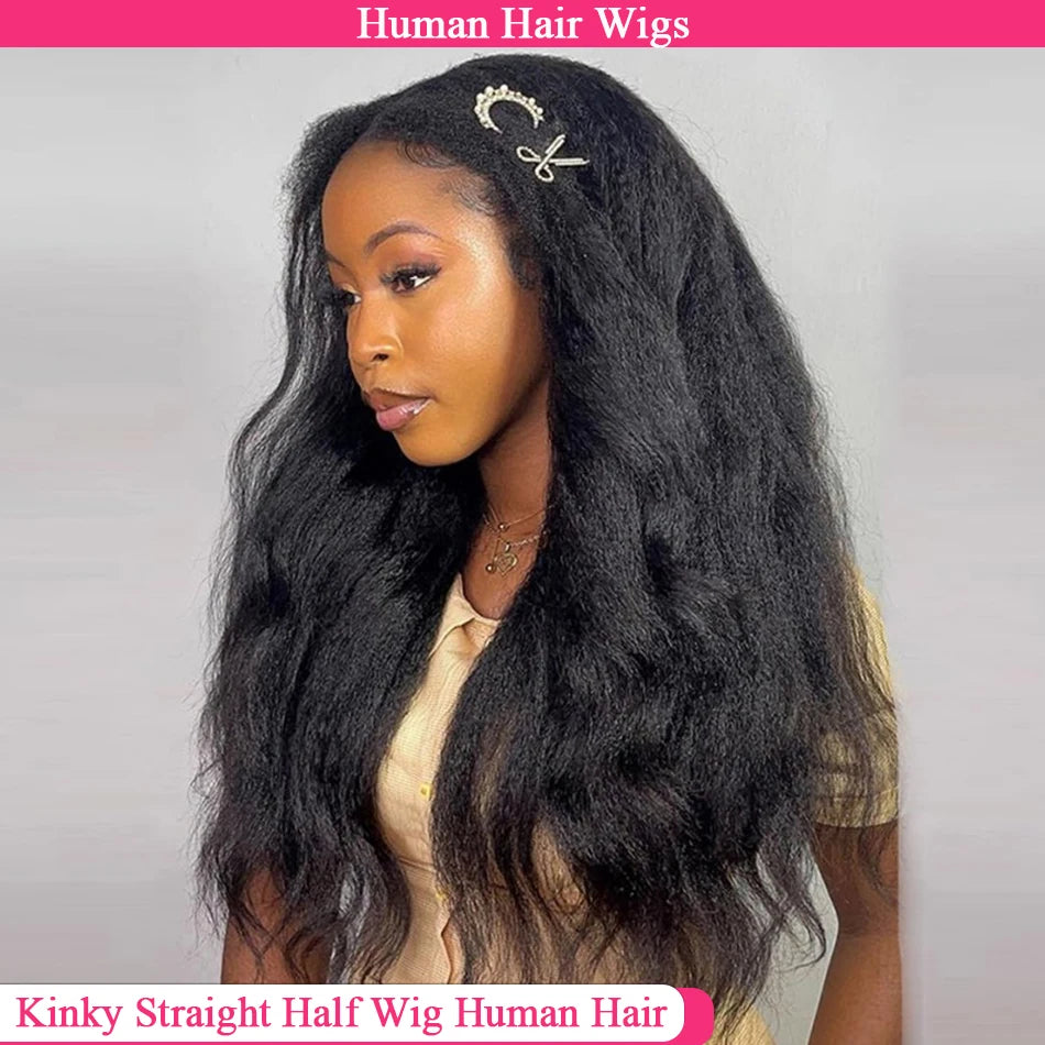 Half Wig Kinky Straight Cheveux Humains — CLEVI Paris
