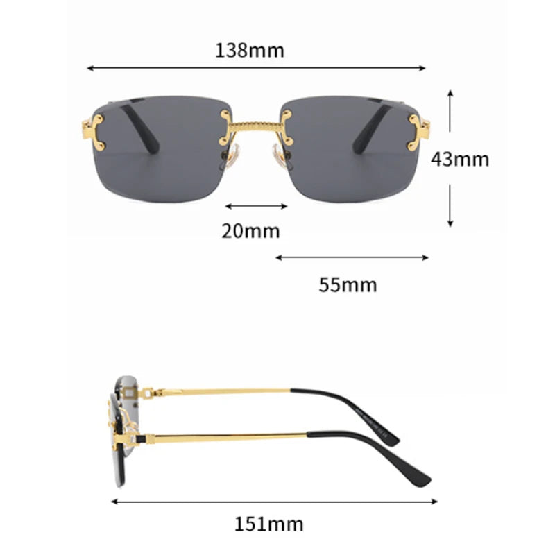 Lunettes de Soleil Rectangulaires Sans Monture Punk CATERSIDE – Verres Dégradés UV400 – CLEVI Paris