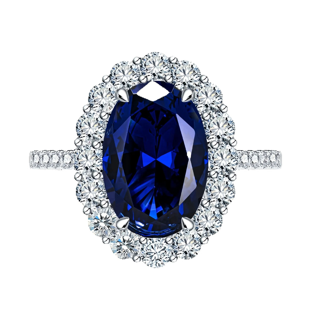 Bague Femme Saphir Bleu Ovale 4,4 Carats 8x12mm Argent 925 – CLEVI Paris