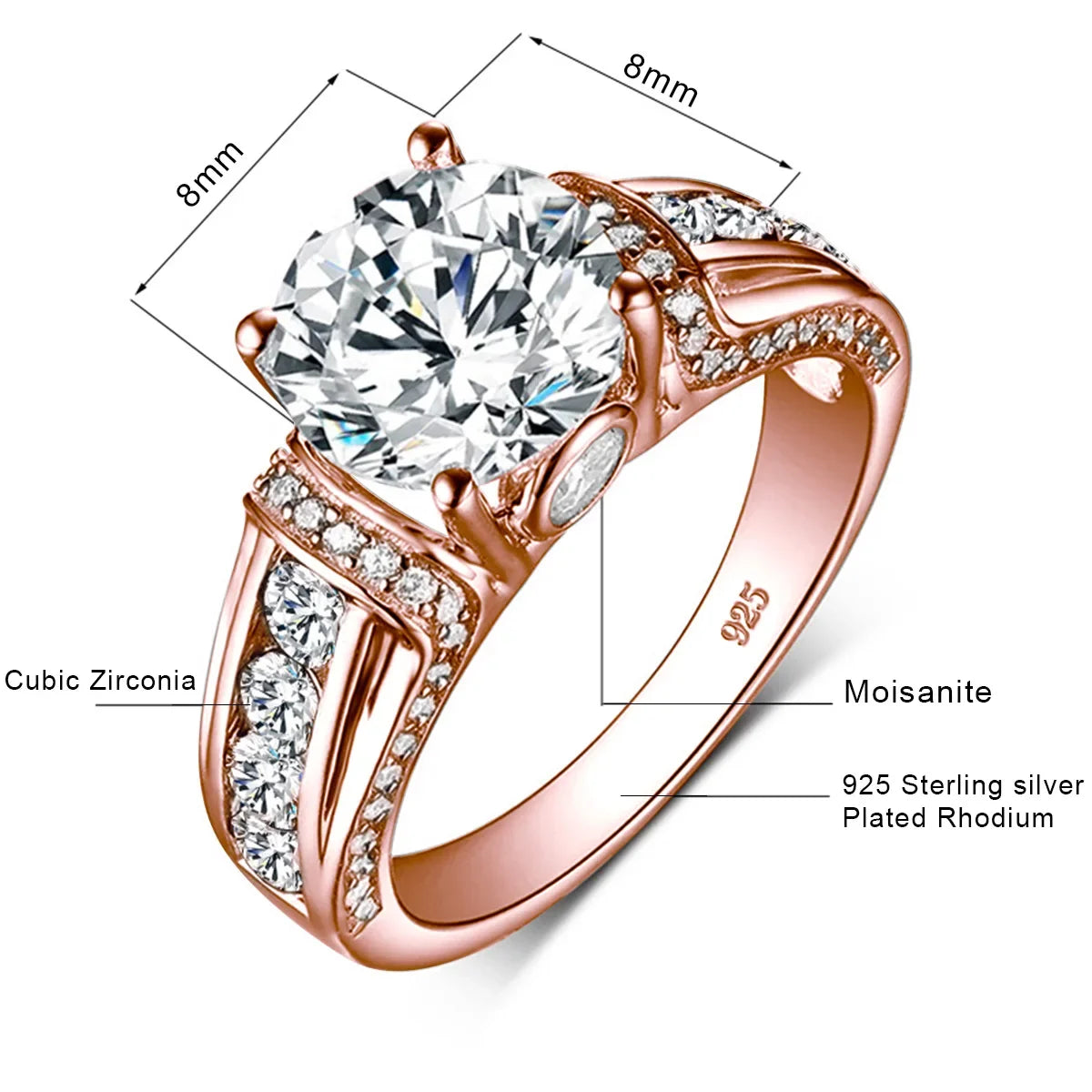 Bague Femme Moissanite 2ct D VVS1 Argent 925 Certifiée – CLEVI Paris