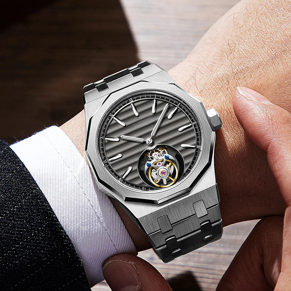 Montre Mécanique Tourbillon Volant RAYMONDOYA R8057 Squelette Saphir – CLEVI Paris