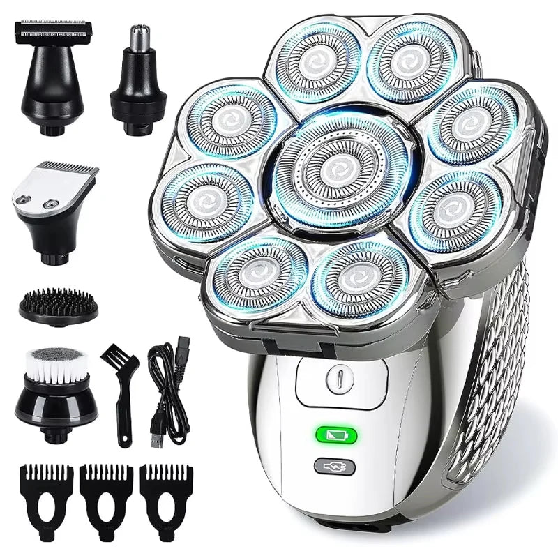 Rasoir Tête Chauve 4D MLG 9 Lames Flottantes 6-en-1 Rechargeable IPX5 Homme – CLEVI Paris