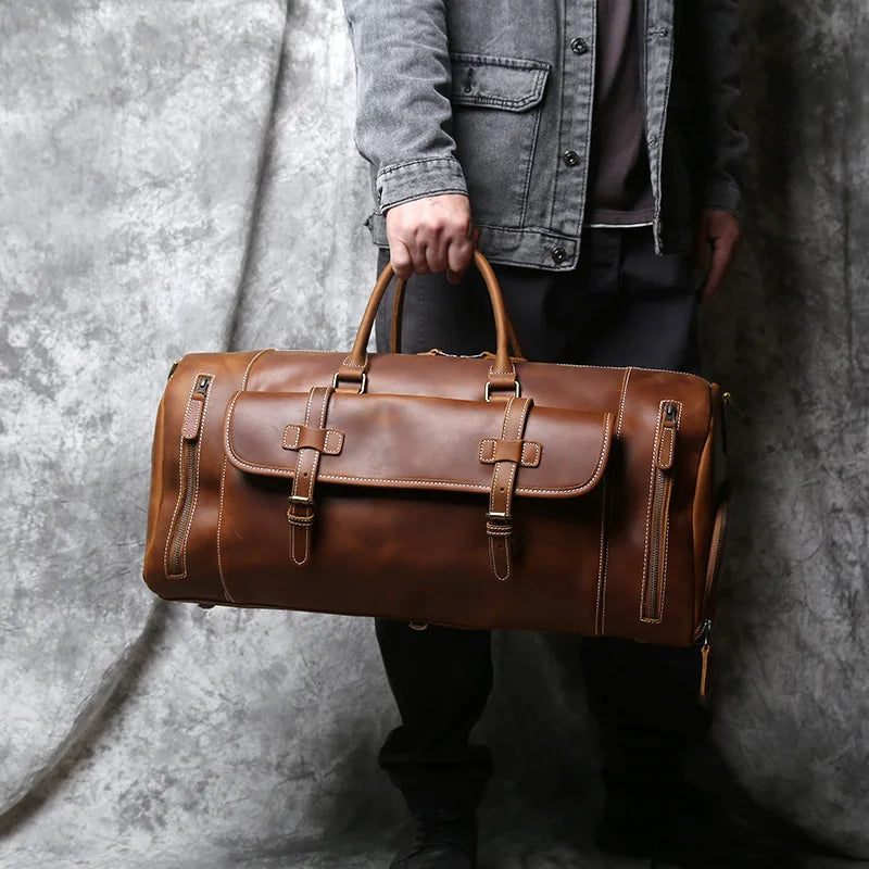 Sac de Voyage en Cuir Véritable Crazy Horse – Grand Format | NZPJ