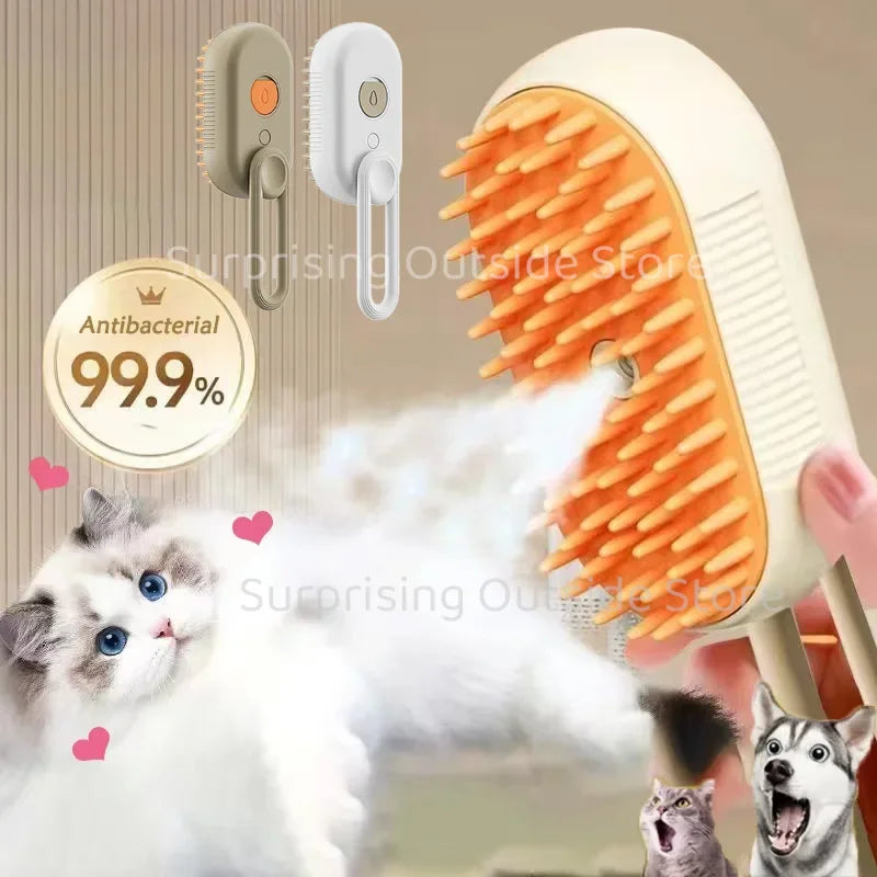 Brosse Vapeur 3-en-1 pour Chat & Chien Spray Massage Anti-Poils USB — CLEVI Paris