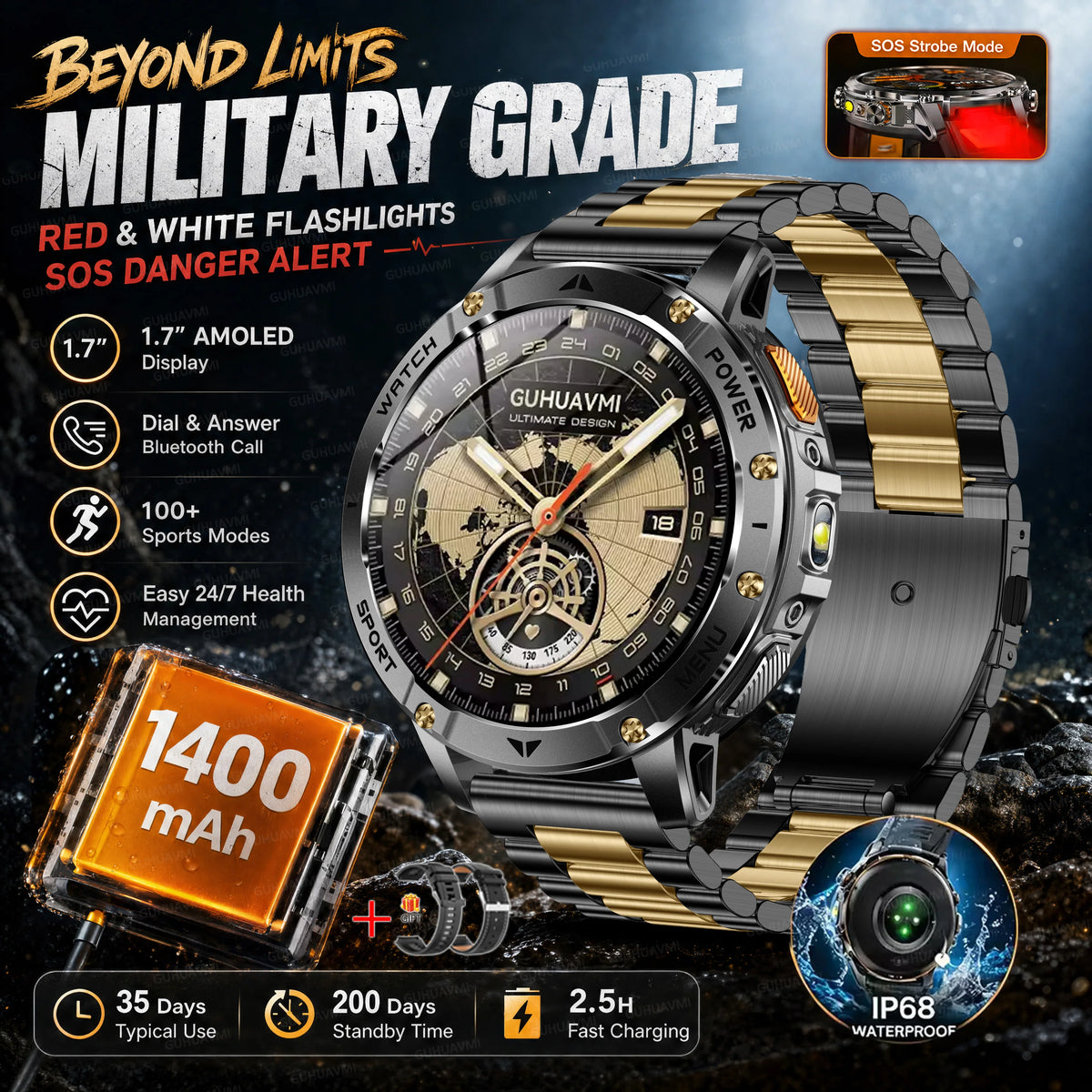 Montre AK112 AMOLED 1,7″ 1400 mAh – CLEVI Paris