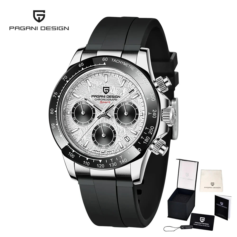 PAGANI DESIGN PD-1664 Montre Homme Chronographe Quartz Cadran Météorite Verre Saphir 10 ATM Lumineux 7 Coloris – CLEVI Paris