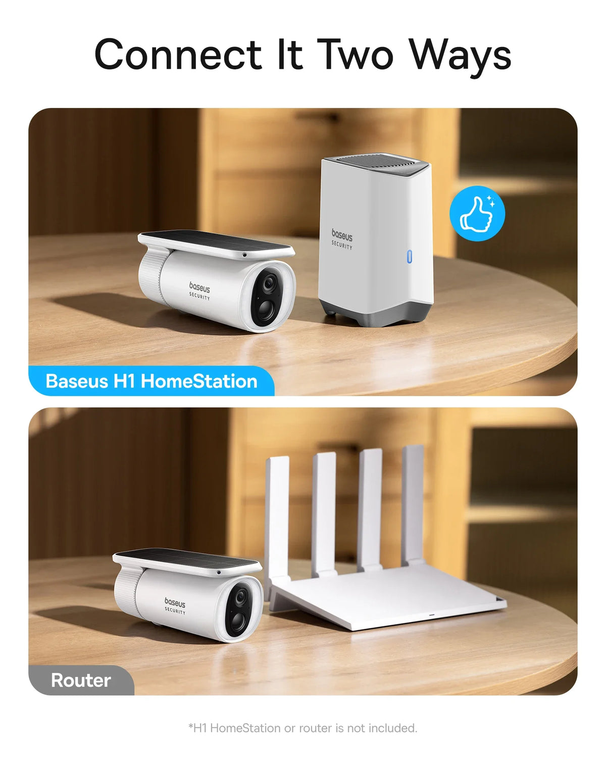Caméra Solaire Extérieure Baseus S1 2K FOV 145° PTZ 360° IP67 8Go eMMC 180 Jours – CLEVI Paris