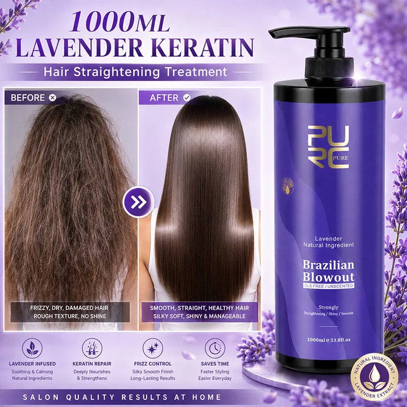 Traitement Kératine Brésilien PURC Lavande 12% | Lissage & Réparation | 100ml & 1000ml – CLEVI Paris