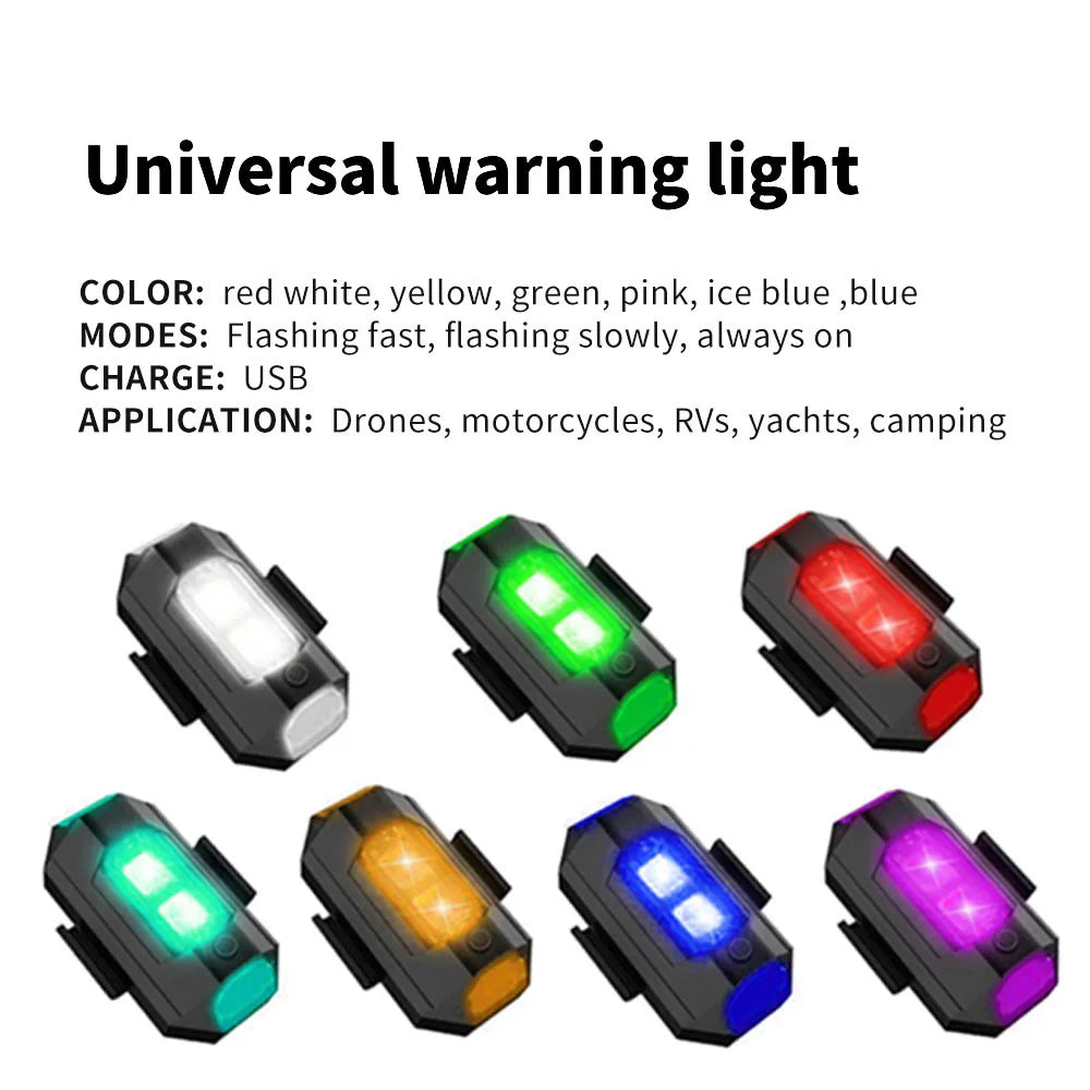 Feux Stroboscopiques LED 7 Couleurs USB – Anti-Collision, 30 Modes, 8h Autonomie – Moto, Vélo & Drone – CLEVI Paris