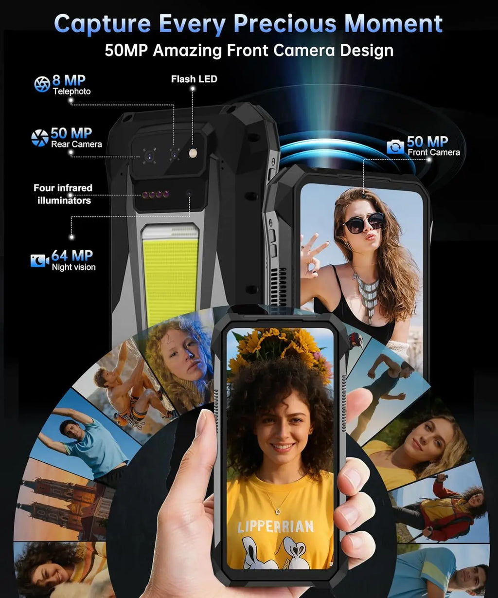 8849 Tank X Smartphone Rugged 5G Projecteur 220lm 1080P Dimensity 8200 17600mAh Android 15 IP68 – CLEVI Paris