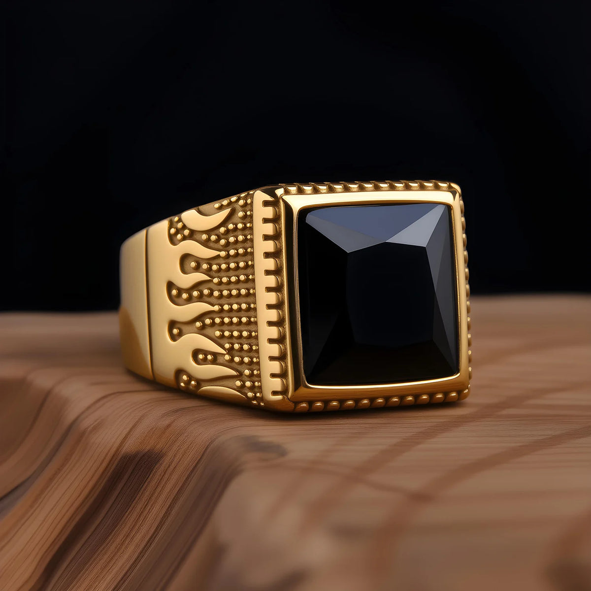 Bague Homme Acier Doré 18K Géométrique – CLEVI Paris