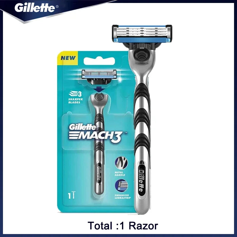 Rasoir Manuel Gillette Mach 3 Homme – 3 Lames Acier Inoxydable Bande Hydratante Rasage Précis – CLEVI Paris