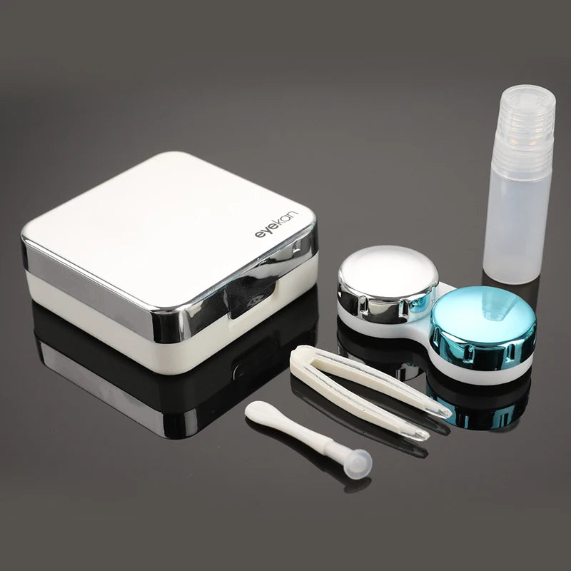 Boîtier à Lentilles de Contact Carré Portable | Kit Complet avec Pince, Ventouse & Miroir | 8 Coloris – CLEVI Paris