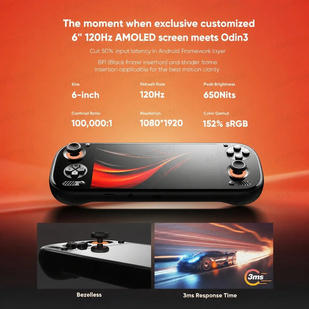 Console Portable AYN ODIN 3 6" AMOLED 120Hz Qualcomm 8 Elite Android 15 4K – CLEVI Paris