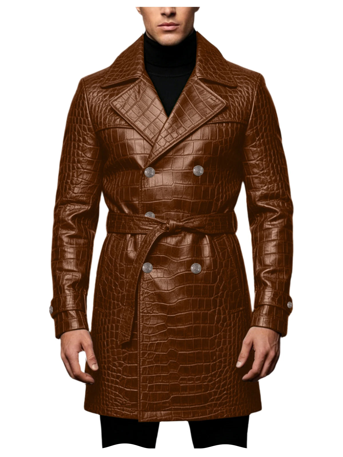 Manteau homme effet croco double boutonnage – CLEVI Paris