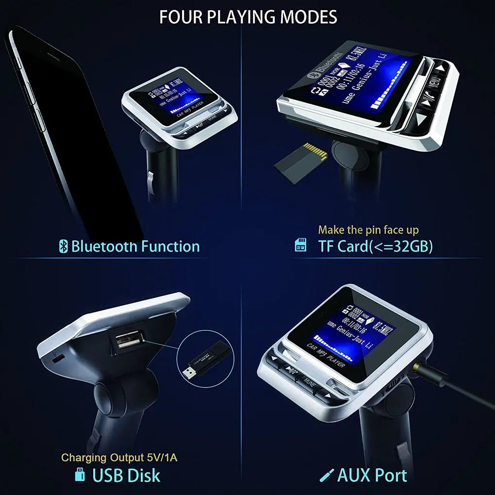 Transmetteur FM Bluetooth Voiture FM12B – Écran LCD 1,44", Mains Libres, Lecteur MP3, Chargeur USB, Télécommande