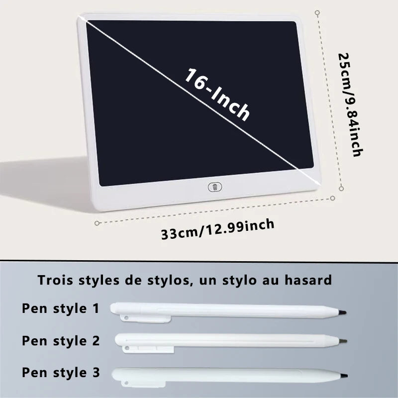 Ardoise LCD Enfants 10" & 16" – Dessin & Écriture, Effaçable, Jouet Éducatif 3-12 ans – CLEVI Paris