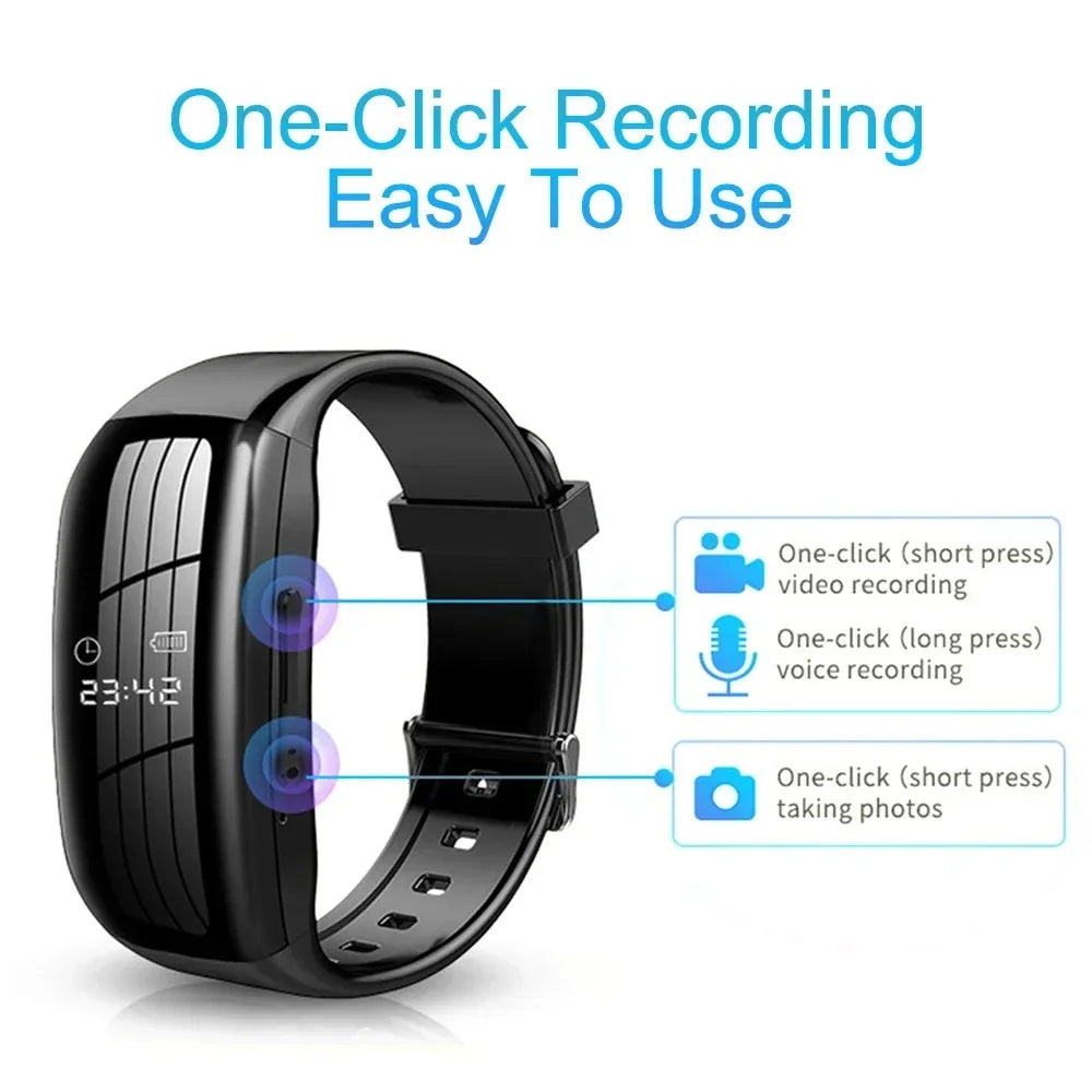 Montre Caméra Espion D5 1080P – Dictaphone Discret, Caméra HD, Bracelet Enregistreur Audio & Vidéo, Mémoire 4 à 256 Go