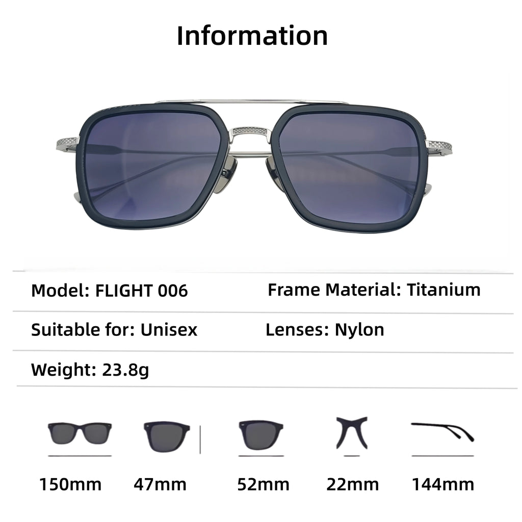 Lunettes de Soleil Carrées Titane Double Pont Luxe UV400 Unisexe – CLEVI Paris