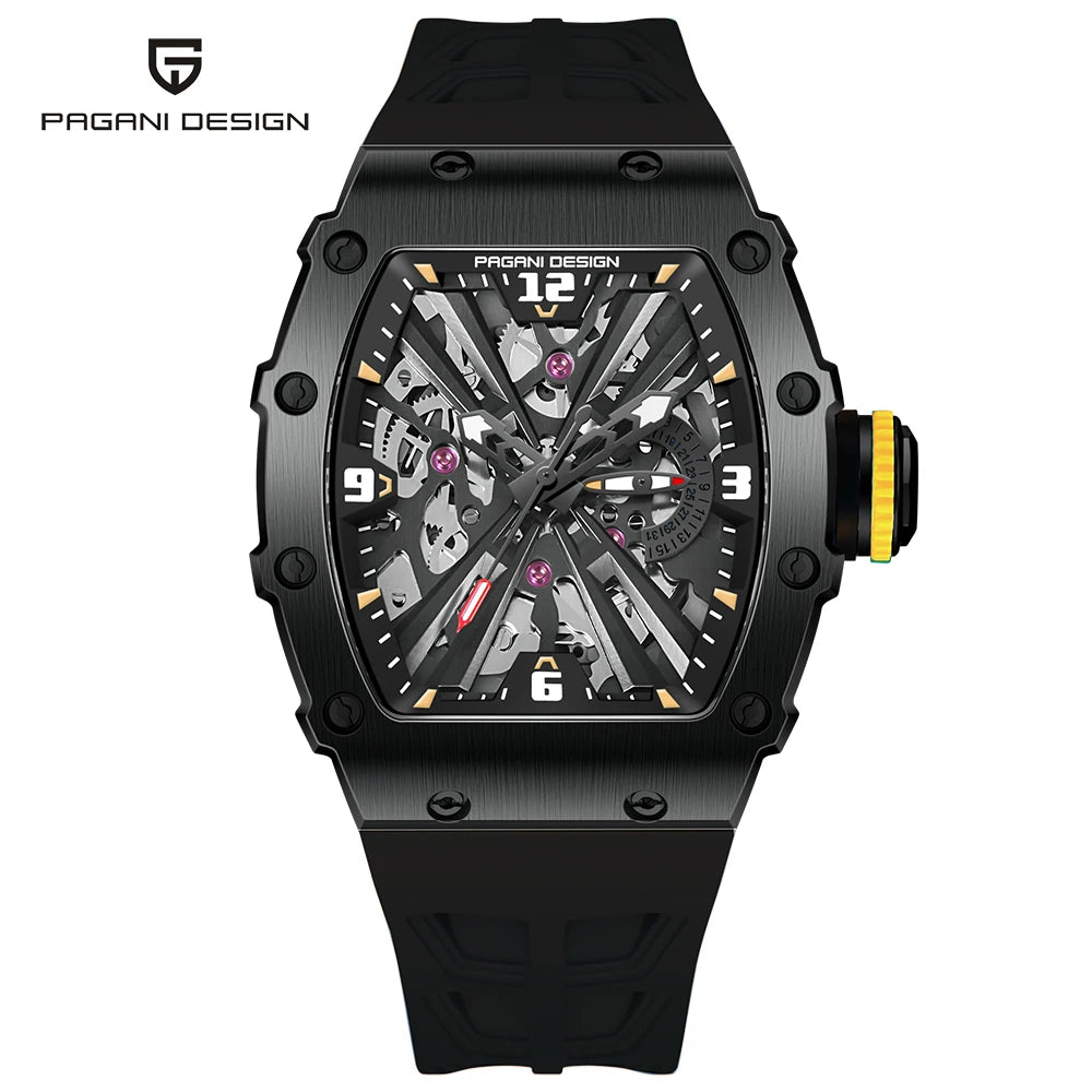 PAGANI DESIGN Montre Quartz Japonais Femme Homme Rectangulaire Saphir Silicone 42mm 100m – CLEVI Paris