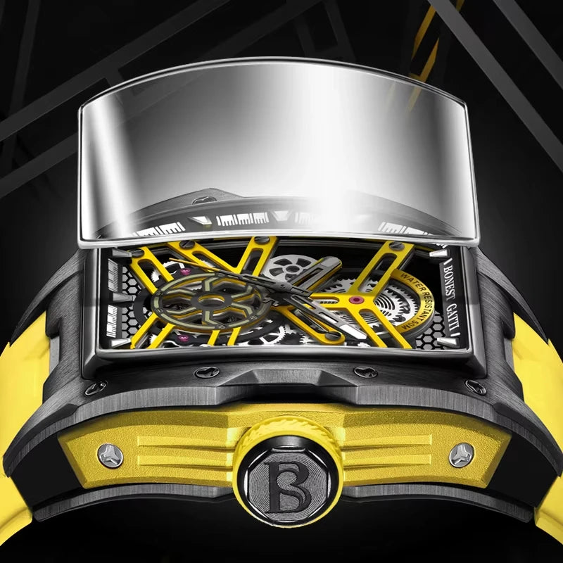 Montre BG5502 – Automatique Tonneau 46 mm, Cadran Squelette, Verre Saphir, Aiguilles Lumineuses, Étanche 50 ATM – CLEVI Paris