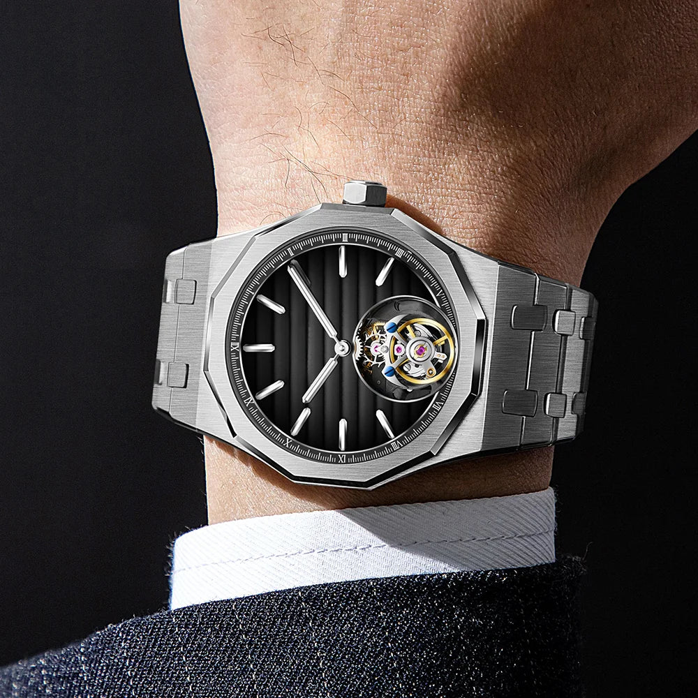 Montre Mécanique Tourbillon Volant RAYMONDOYA R8057 Squelette Saphir – CLEVI Paris