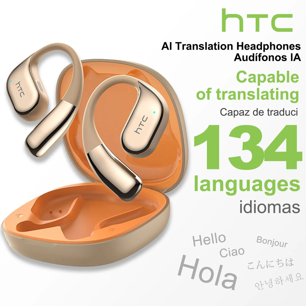 Écouteurs Open-Ear Traducteur IA HTC NE39 – CLEVI Paris