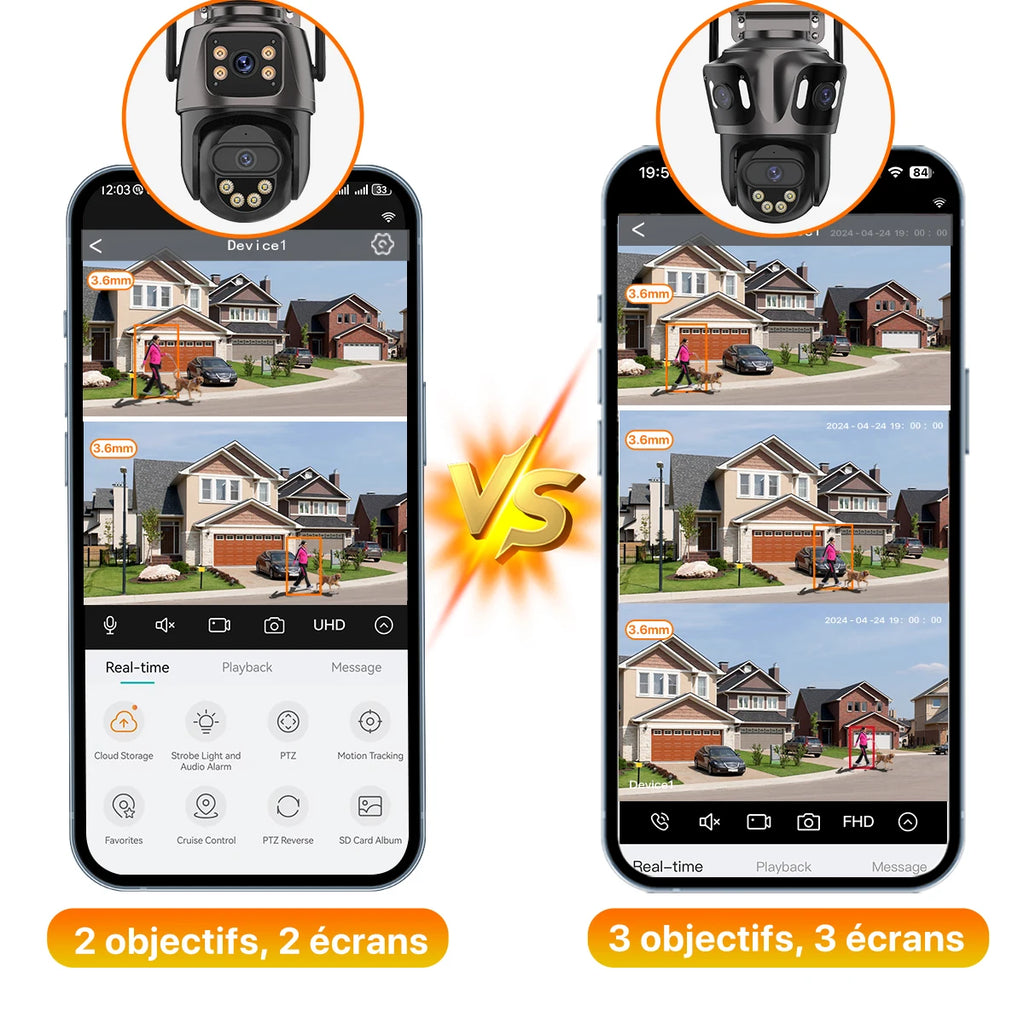 Caméra de Surveillance PTZ WiFi Extérieure 4K/6K – Suivi Auto & Vision Nocturne Couleur – CLEVI Paris