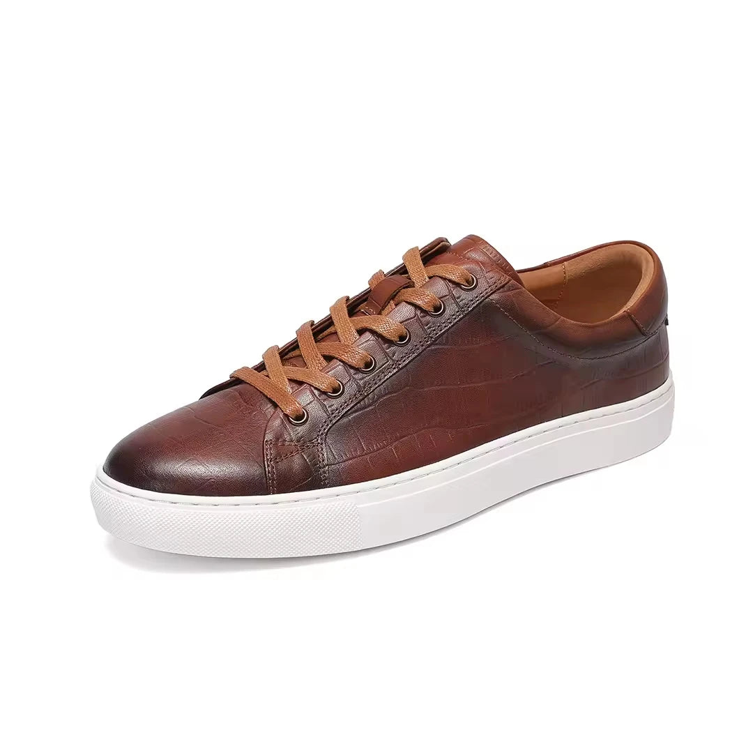 Sneakers Cuir Véritable Homme Style Rétro Plateforme Épaisse – Marron & Noir, Tailles 38-44 – CLEVI Paris