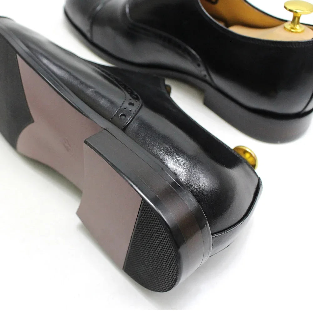 Oxford Cap Toe Homme Cuir de Veau Fait Main – Lacets, Formel Mariage & Bureau, EU 39-46 – CLEVI Paris