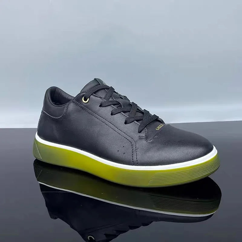 Sneakers Homme Cuir Vache Véritable Respirant Semelle TPU Antidérapante Plateforme VRKK – CLEVI Paris
