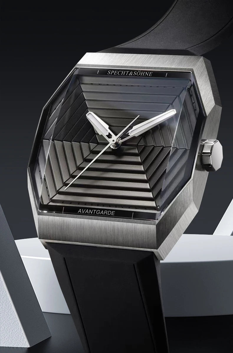 Specht & Söhne Montre Quartz Japonais Homme Octogone Saphir 3D Cadran Pyramides 36mm – CLEVI Paris
