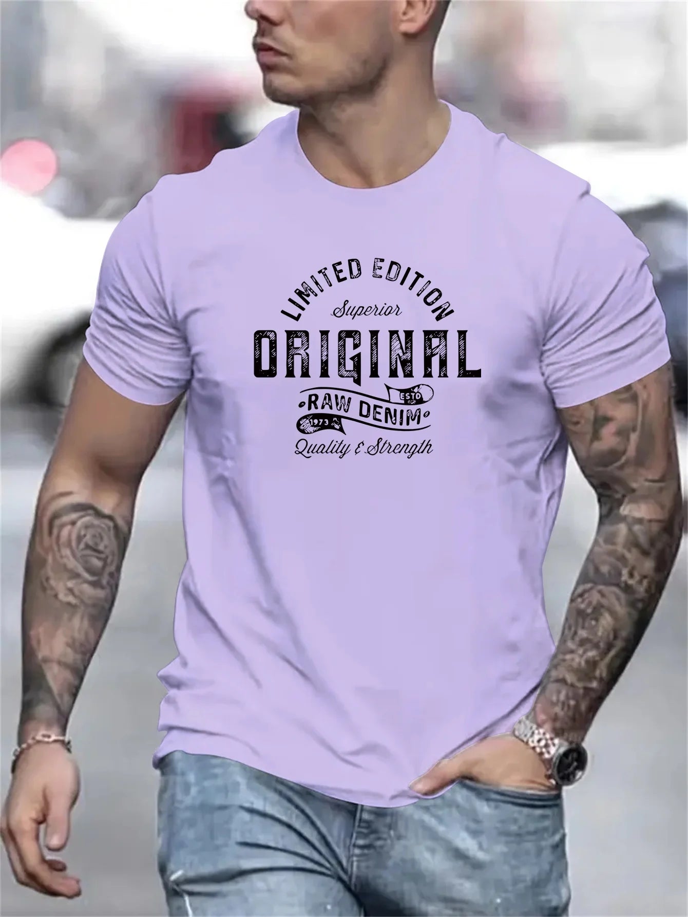 T-Shirt Homme 100% Coton Loose Col Rond Imprimé Lettres Style Américain 18 Coloris – CLEVI Paris