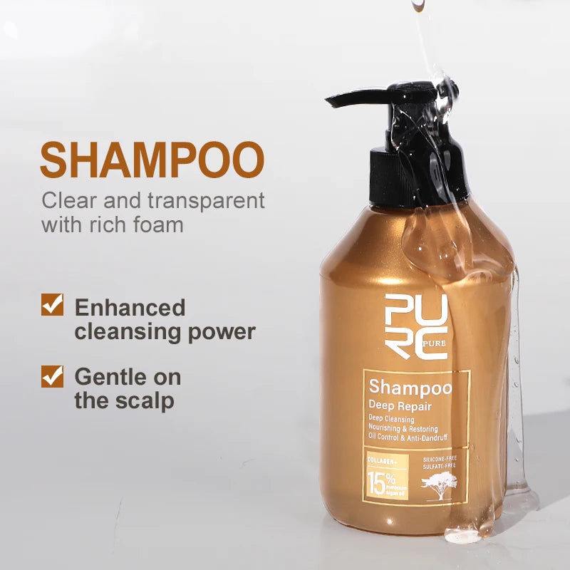Shampooing & Après-Shampooing à l'Huile d'Argan & Kératine PURC – Soin Réparateur Sans Sulfate