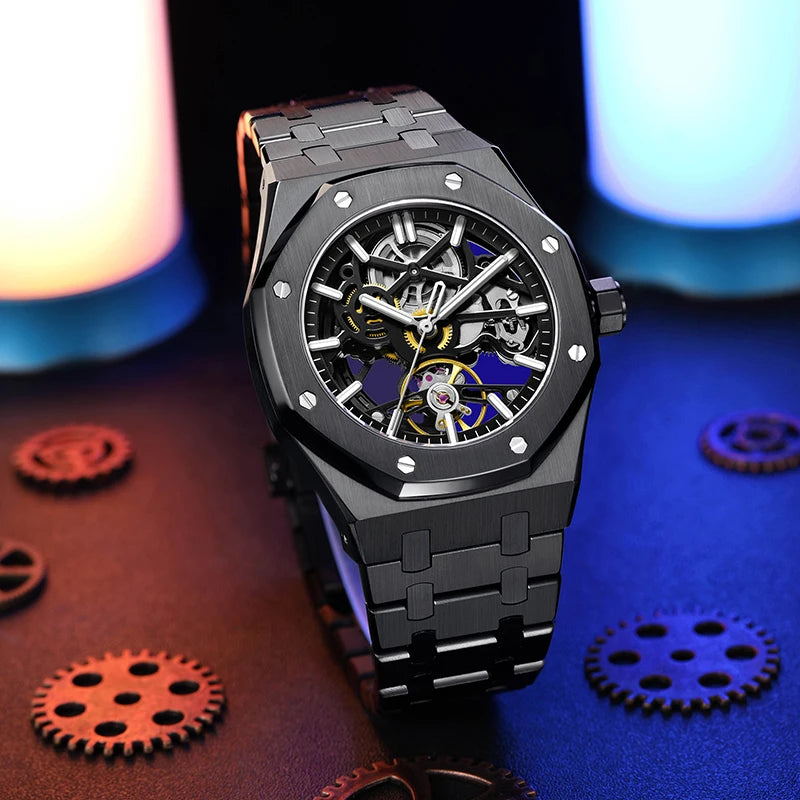 Montre Tourbillon Automatique Squelette Homme | Acier Inoxydable – CLEVI Paris