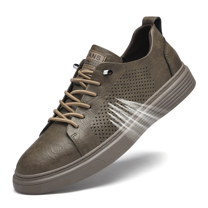 Sneakers Homme Cuir Vache Véritable Lacets Respirant Semelle Caoutchouc Casual Sport Skateboard EU 38-47 TOGEE See – CLEVI Paris