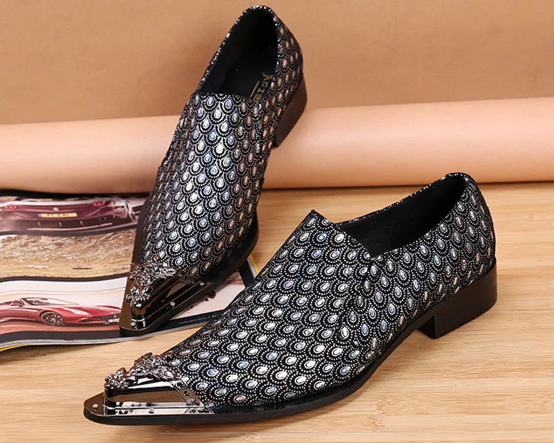 Brogue Homme Cuir Véritable Bout Métal Pointu Slip-On Western Fashion Mariage Soirée 8 Coloris – CLEVI Paris