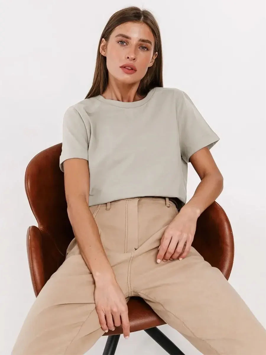 T-shirt Femme 100% Coton — Coupe Loose Manches Courtes | CLEVI Paris