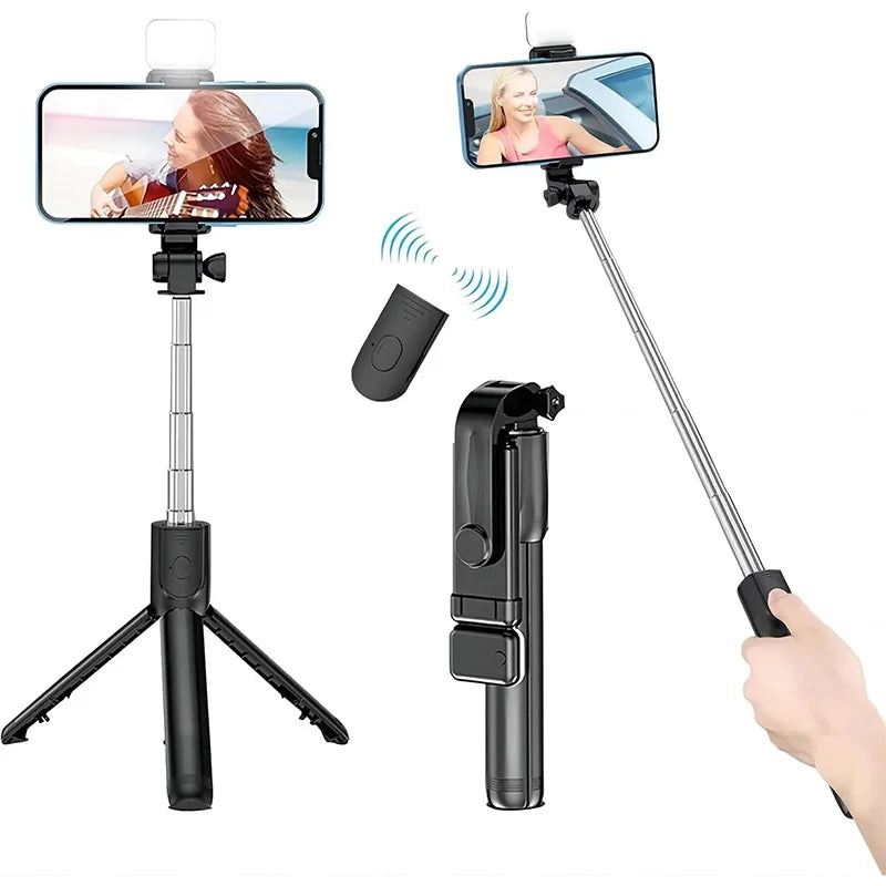 Perche selfie R1 Bluetooth avec éclairage – CLEVI Paris