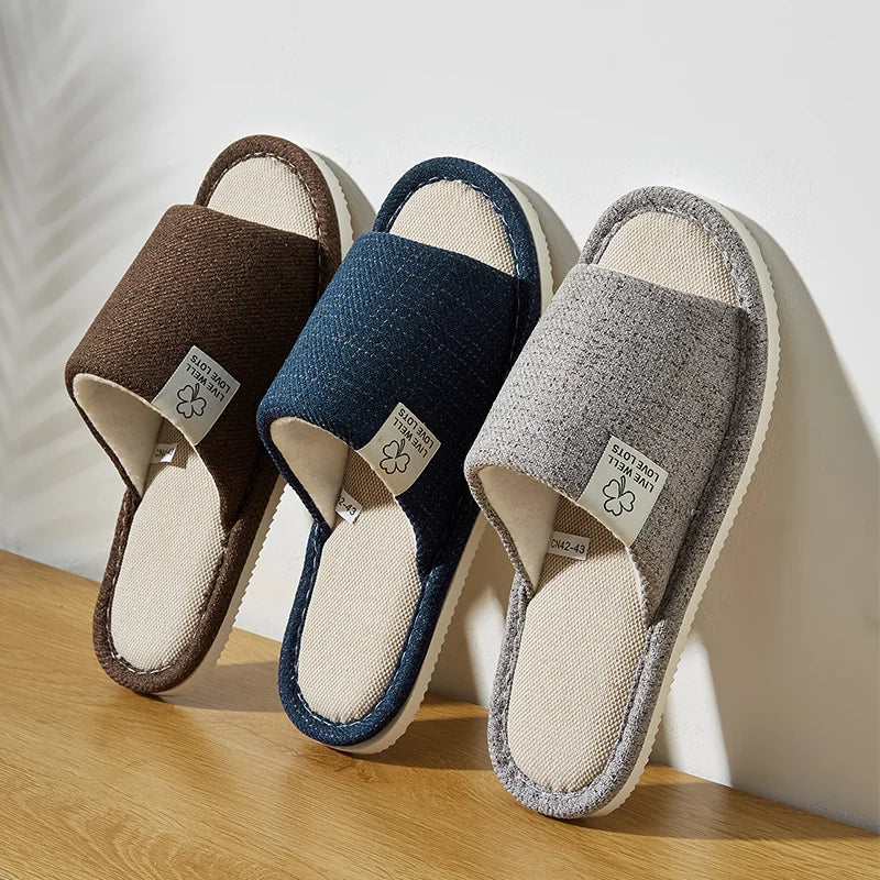 Chaussons Intérieur Homme Lin & EVA | Confortables, Respirants, Printemps & Automne, 4 Coloris – CLEVI Paris
