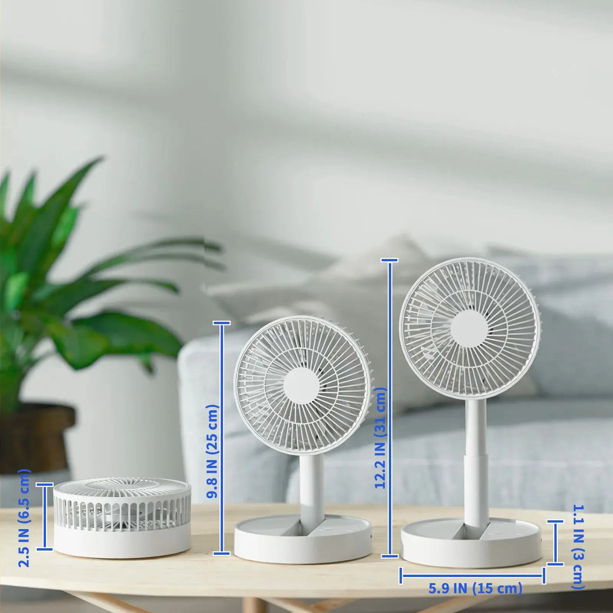 Ventilateur pliable rechargeable, 4 vitesses – CLEVI Paris