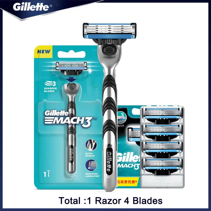 Rasoir Manuel Gillette Mach 3 Homme – 3 Lames Acier Inoxydable Bande Hydratante Rasage Précis – CLEVI Paris