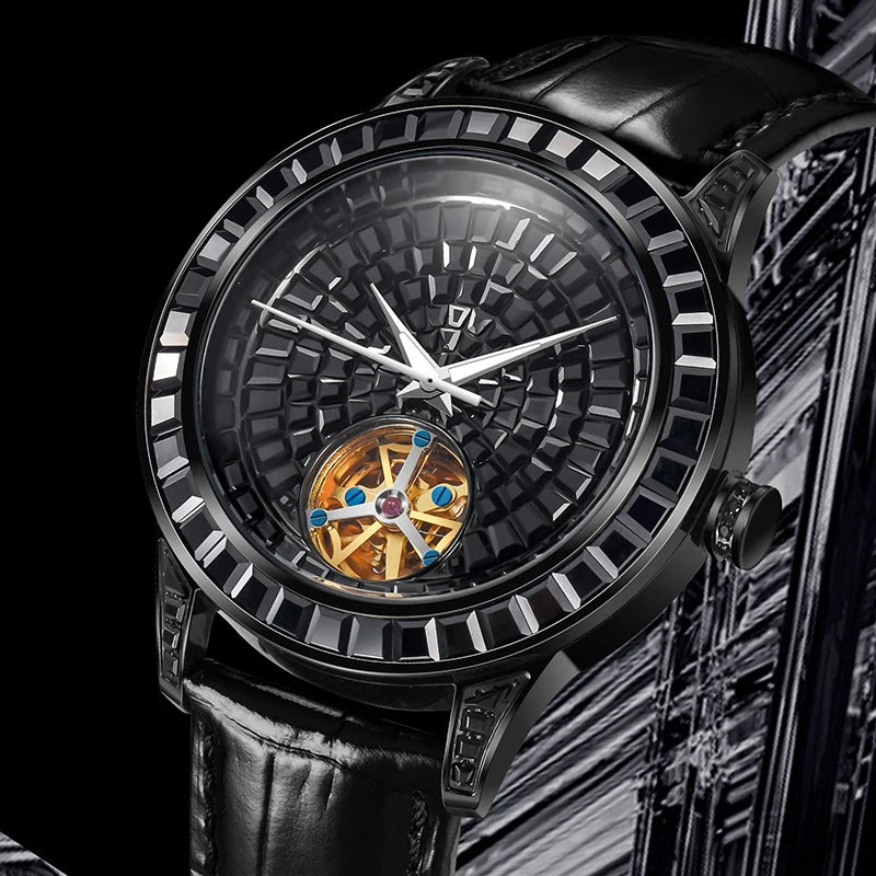 Montre Mécanique Squelette Full Diamond Homme – CLEVI Paris