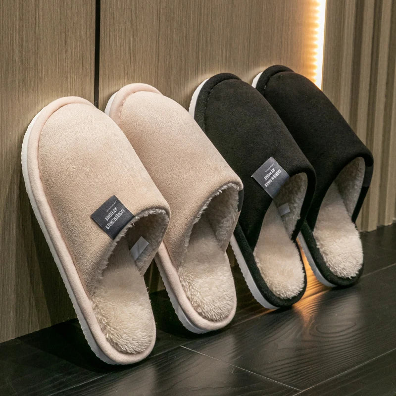 Chaussons d'Hiver Homme Antidérapants – Semelle EVA, Doublure Peluche & Confort Plat