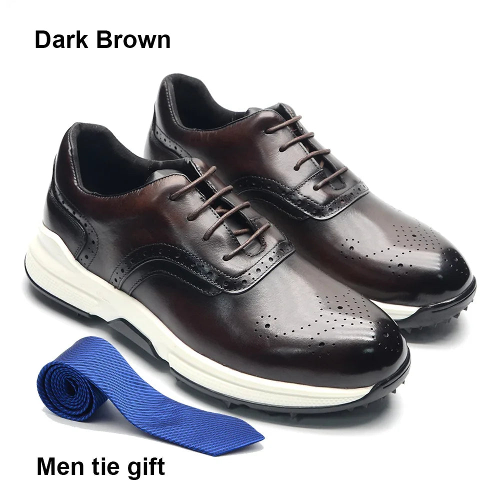Sneaker Outdoor Homme Cuir Véritable | Golf Randonnée Antidérapant 3 Coloris