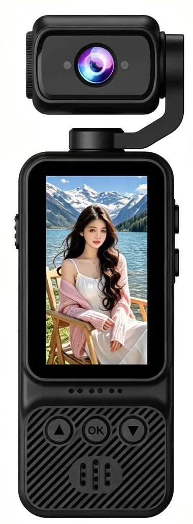 Caméra Vlog 1080P Full HD – Objectif Rotatif 180° Stabilisation Gyroscopique Portable Rechargeable – CLEVI Paris